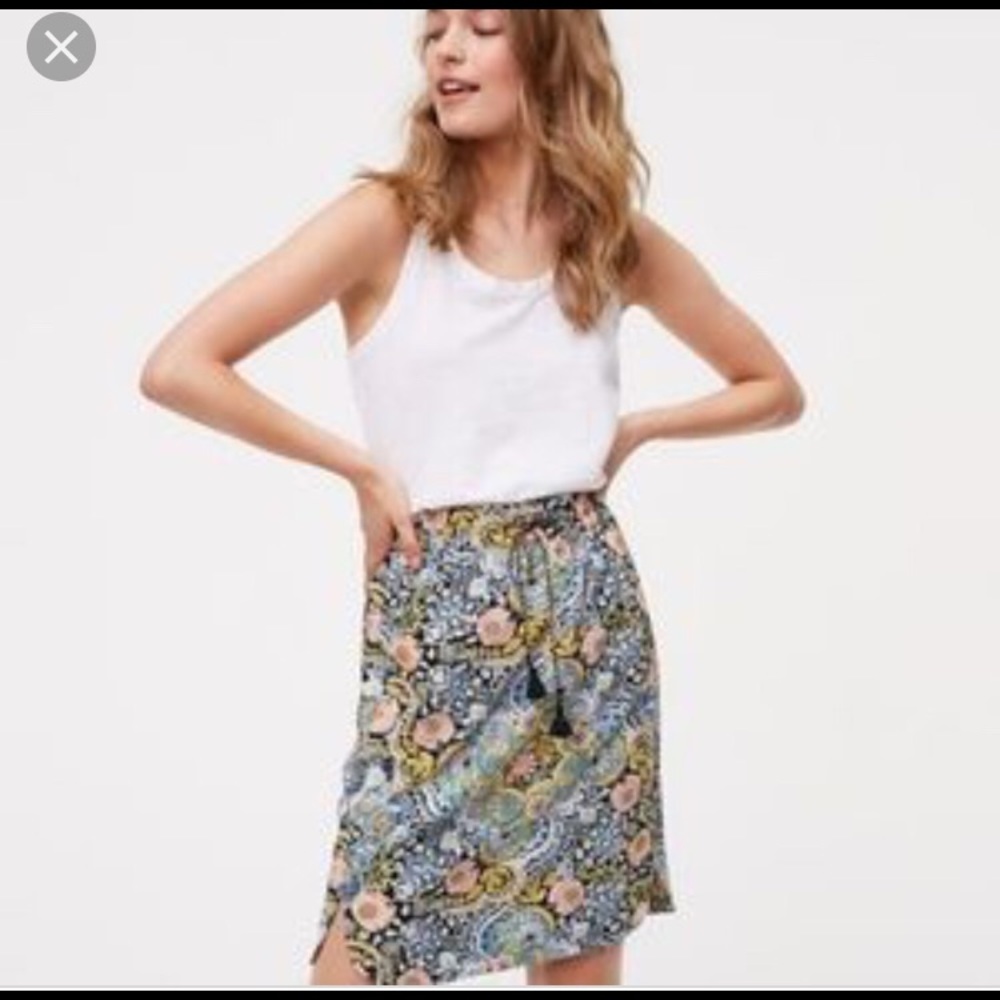 LOFT Floral Tapestry Drawstring Skirt